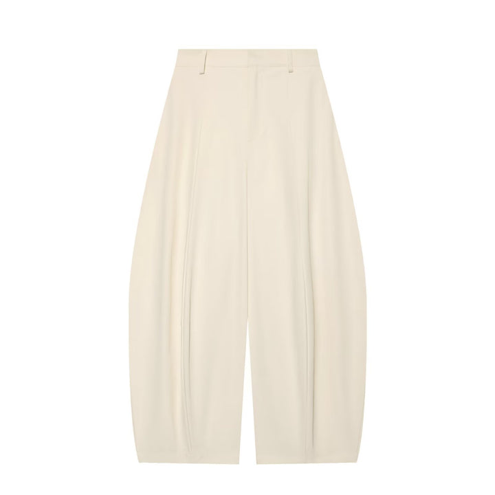 Women's High-Waisted Wide Fabric Trousers with Pleats Mune Fashion