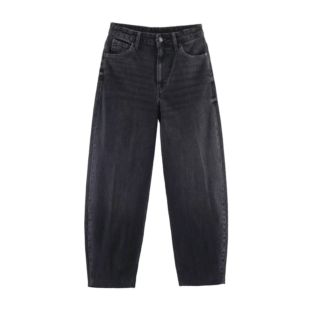 Women Highwaist Relaxed Tapered Jeans with Conical Leg Mune Fashion