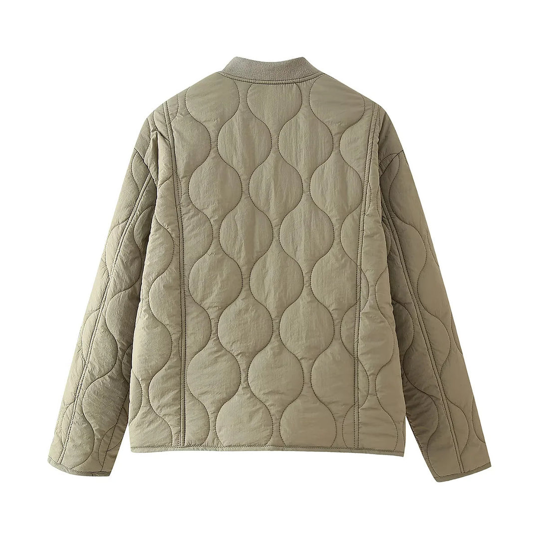 Women's padded transitional jacket with ribbed collar and flap pockets Mune Fashion