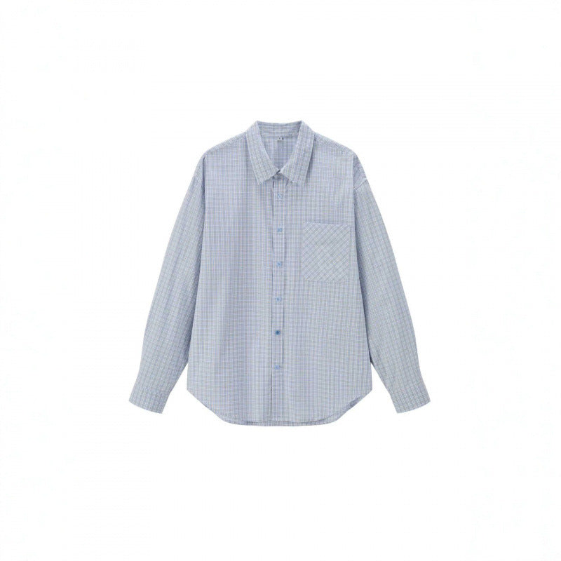 Unisex Loose-Fitting Checked Overshirt with Patch Chest Pocket and Curved Hem Mune Fashion