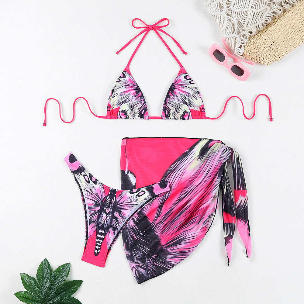 Women's Triangle Bikini Set with stylish wrap skirt Mune Fashion