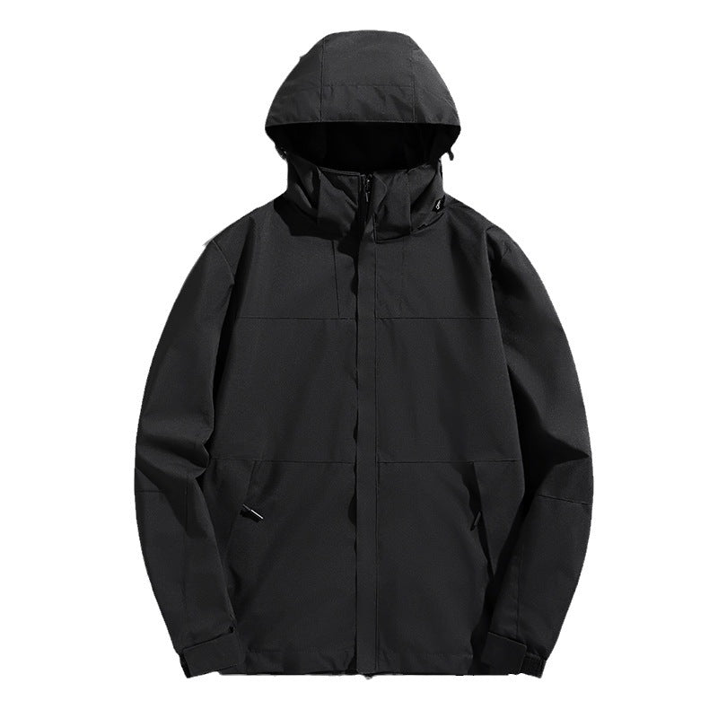 Men's three-layer shell jacket with welded seams adjustable hood and windproof front Mune Fashion