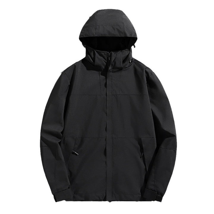 Men's three-layer shell jacket with welded seams adjustable hood and windproof front Mune Fashion
