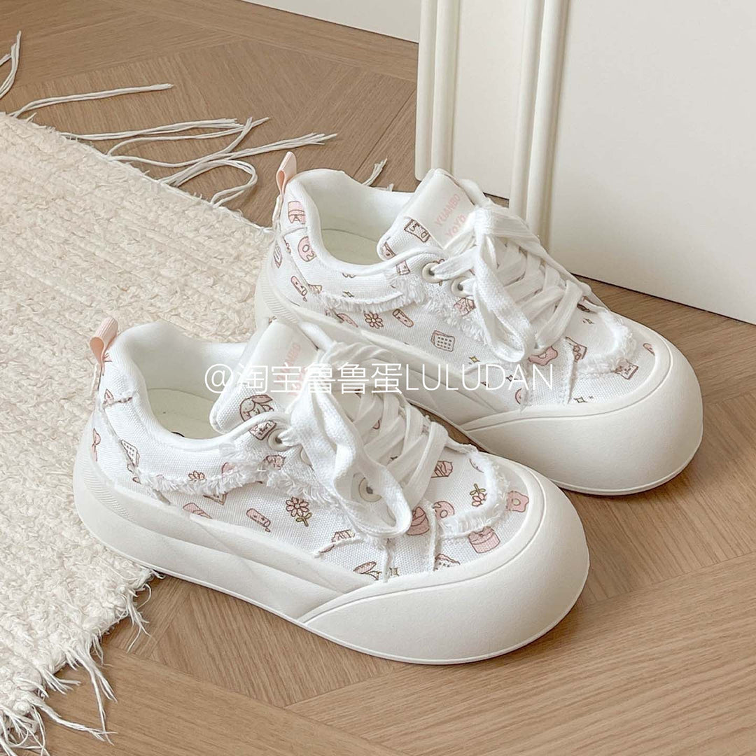 Ladies' Fashion Casual Sneakers with Floral Design and Comfortable Sole Mune Fashion
