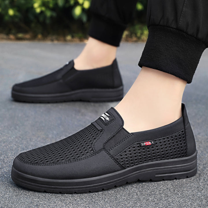 Men's breathable slip-on leisure shoe with knitted upper, elastic entry and shock-absorbing EVA sole Mune Fashion