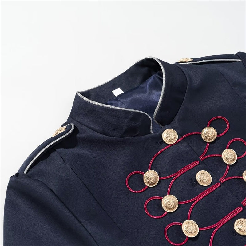 Women’s military-inspired parade jacket with stand-up collar and decorative button placket Mune Fashion