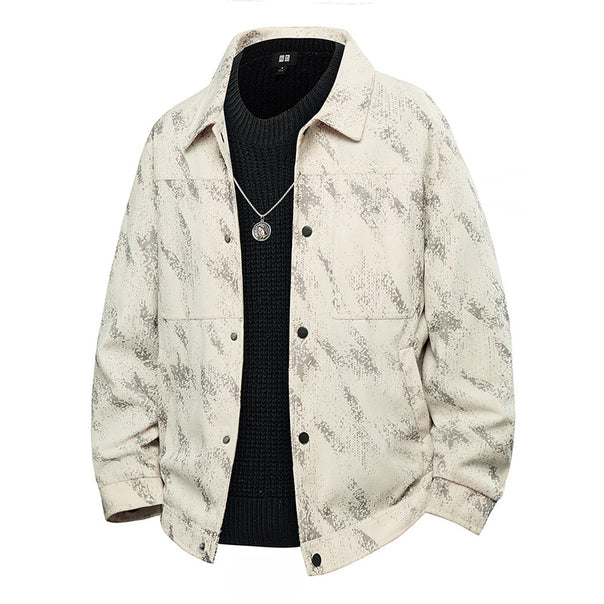 Men's Lightweight Overshirt Jacket with Subtle Reptile Print and Snap Closure Mune Fashion