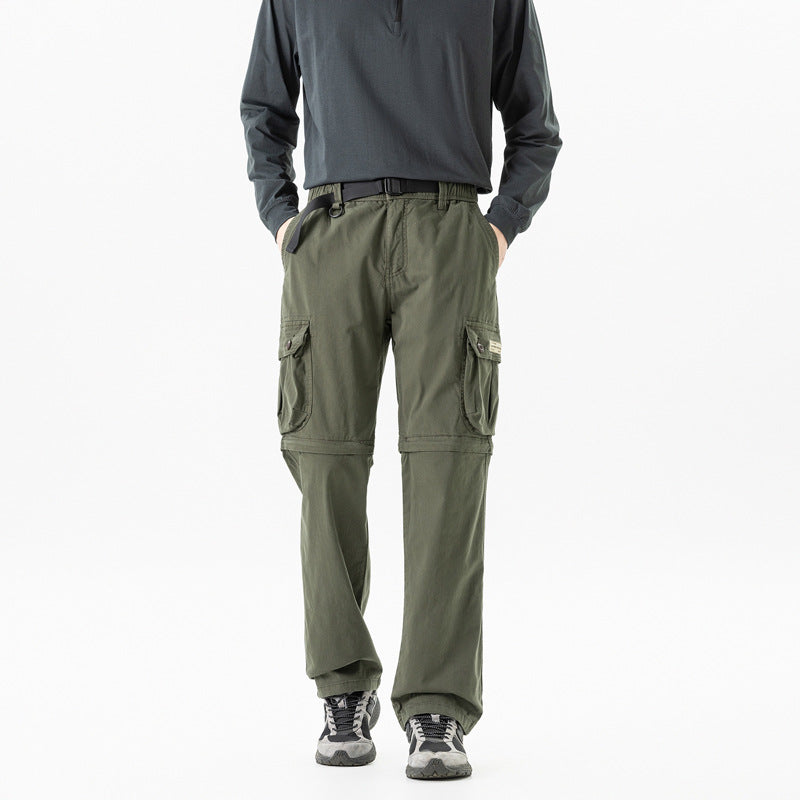 Herren Abnehmbare Cargo-Zip-Hose mit Reißverschluss-Bein, Multifachtaschen und integriertem Gürtel Mune Fashion