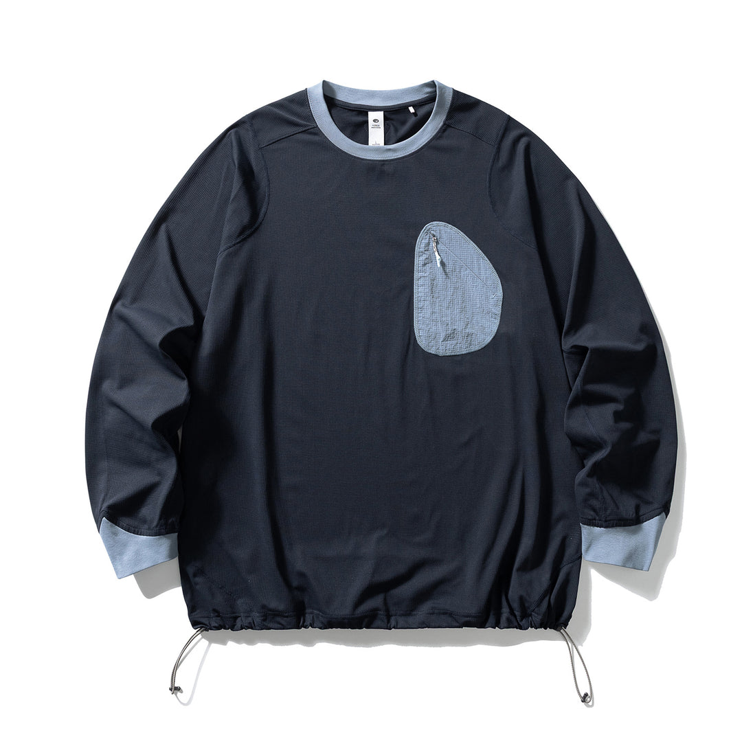 Unisex Lightweight technical crew-neck pullover with chest zip pocket, drawstring hem and ribbed cuffs Mune Fashion