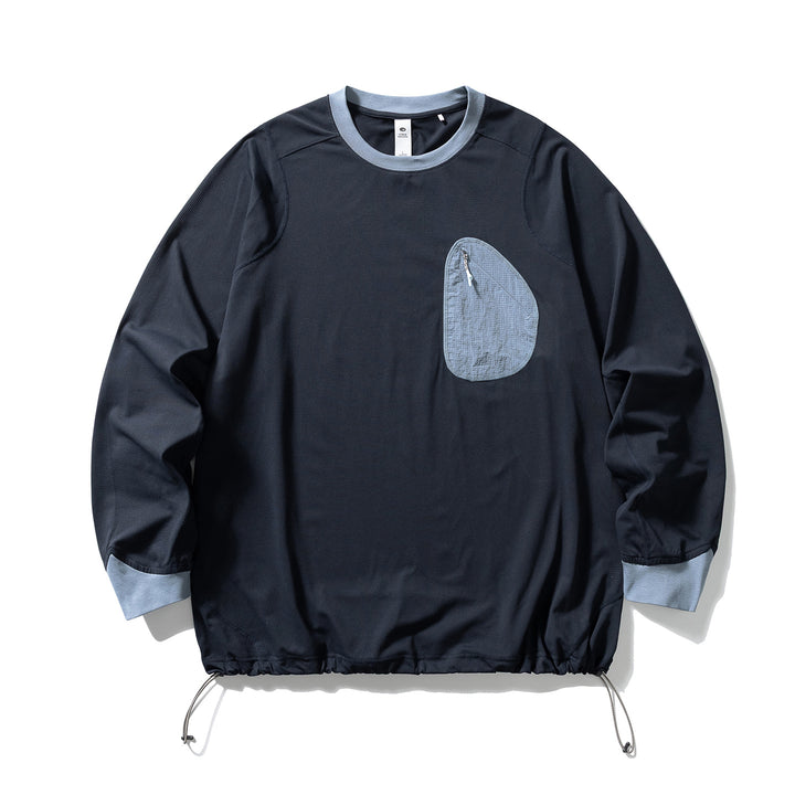 Unisex Lightweight technical crew-neck pullover with chest zip pocket, drawstring hem and ribbed cuffs Mune Fashion