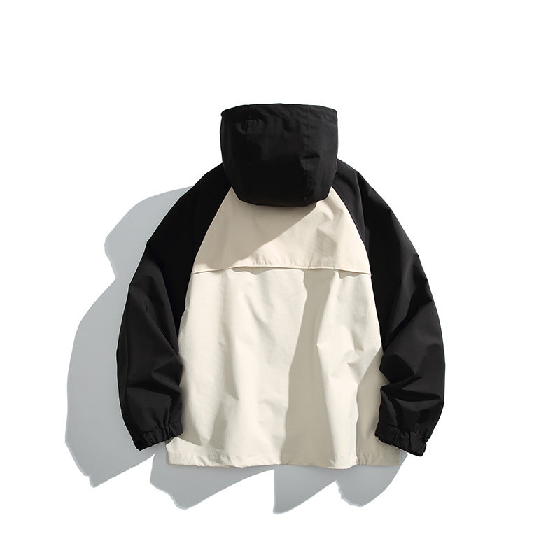 Unisex Lightweight two-tone wind and rain jacket with hood, water-repellent shell and adjustable hem Mune Fashion