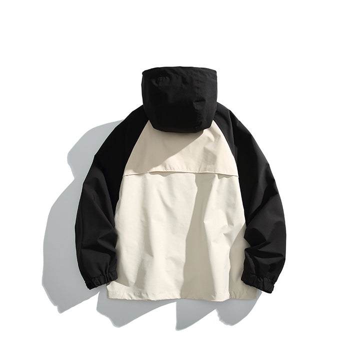 Unisex Lightweight two-tone wind and rain jacket with hood, water-repellent shell and adjustable hem Mune Fashion