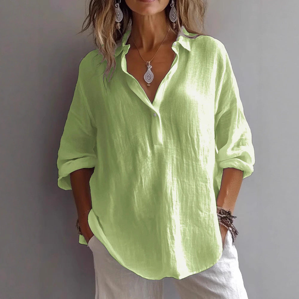 Women Lightweight Linen Blouse Mune Fashion