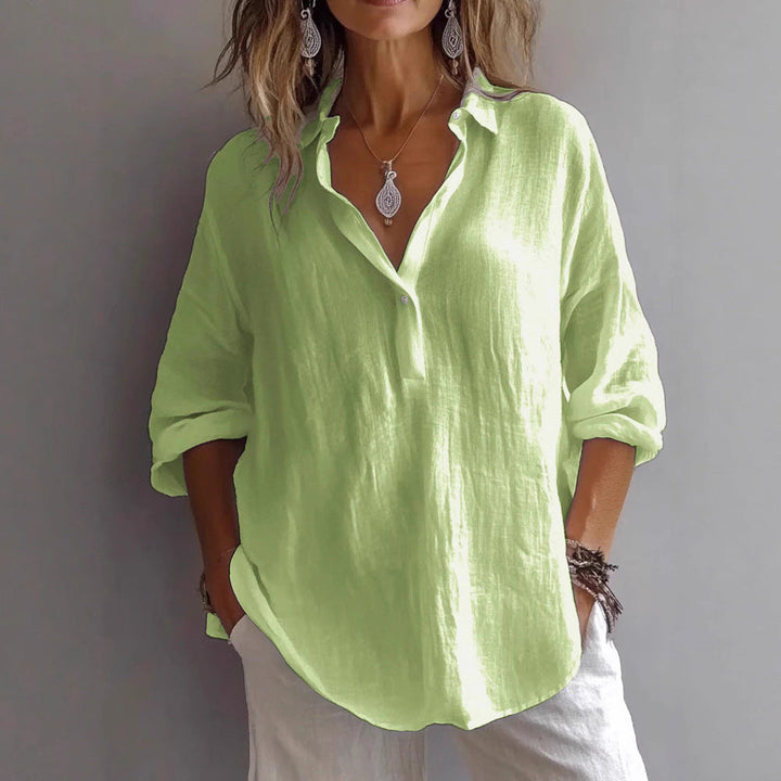 Women Lightweight Linen Blouse Mune Fashion