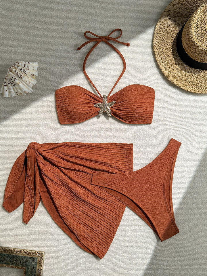Ladies bandeau bikini with stylish wrap towel Mune Fashion