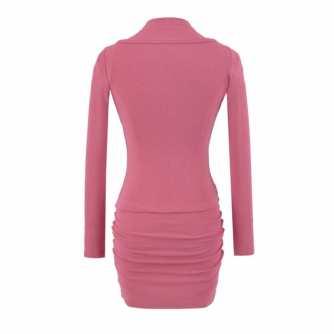 Ladies two-piece knit set with integrated high neck vest and asymmetric button cardigan Mune Fashion