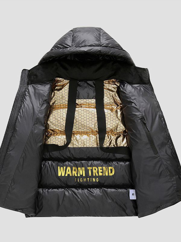 Men Padded Thermal Hooded Quilted Jacket with Reflective Insulation Inside Mune Fashion