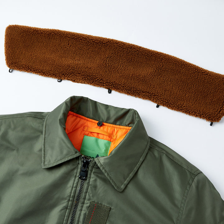 Men's pilot bomber jacket with teddy collar, water-repellent nylon shell and sleeve utility pocket Mune Fashion