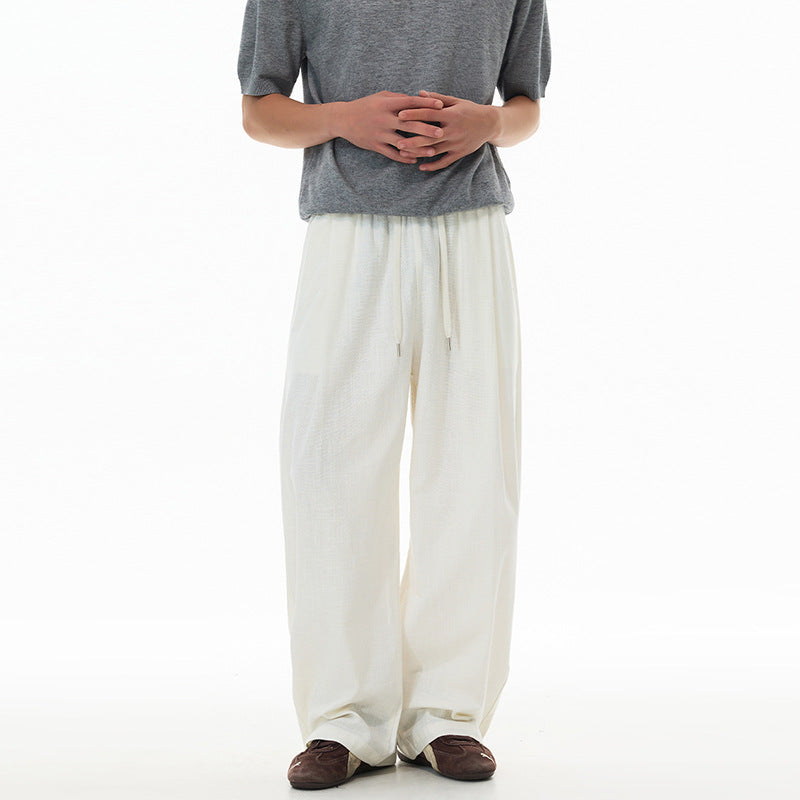 Men's Loose Linen-Cotton Pants with Drawstring and Pockets Mune Fashion