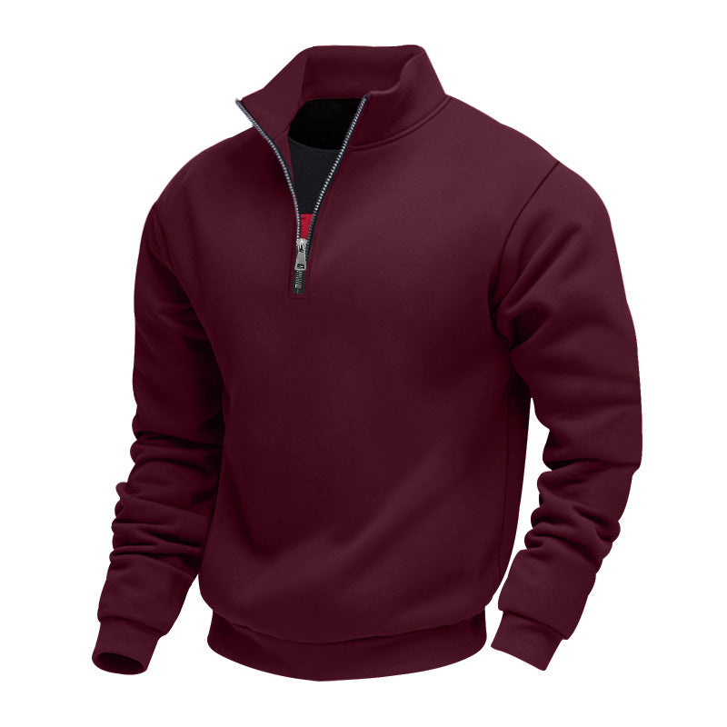 Men's classic half-zip sweater with stand-up collar, brushed fleece lining and elastic ribbed cuffs Mune Fashion
