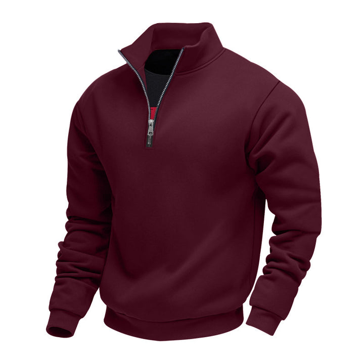 Men's classic half-zip sweater with stand-up collar, brushed fleece lining and elastic ribbed cuffs Mune Fashion