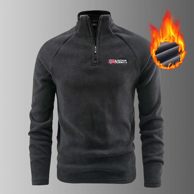 Men's warming microfleece pullover with half-zip, ergonomic raglan sleeves, and cozy interior structure Mune Fashion