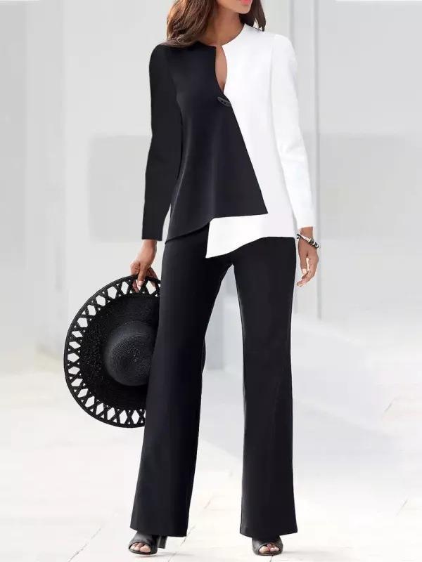 Women's Elegant and Modern Pant Suit Set with Asymmetric Design Mune Fashion