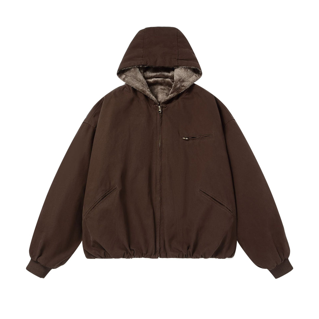 Men's Padded Hoodie with Faux Fur Lining and Elastic Hem Mune Fashion