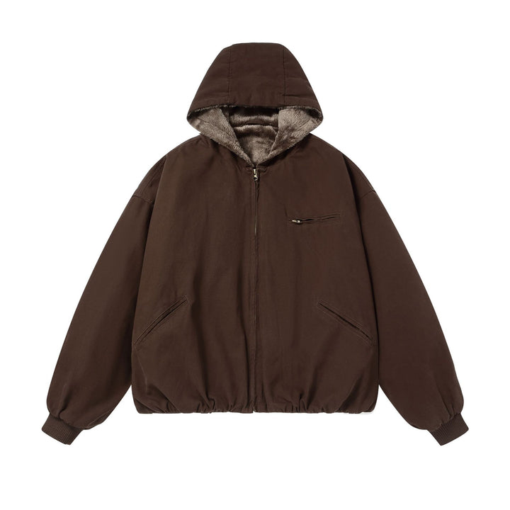 Men's Padded Hoodie with Faux Fur Lining and Elastic Hem Mune Fashion