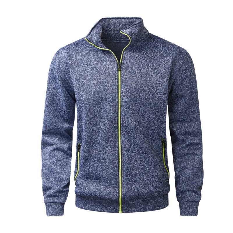 Men's fleece cardigan with full zip, stand collar & neon contrast details Mune Fashion
