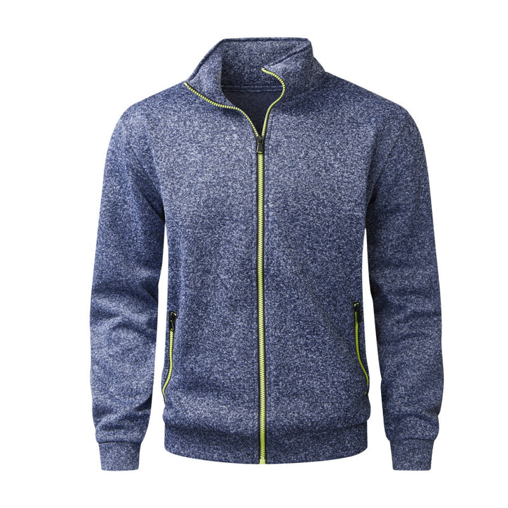 Men's fleece cardigan with full zip, stand collar & neon contrast details Mune Fashion