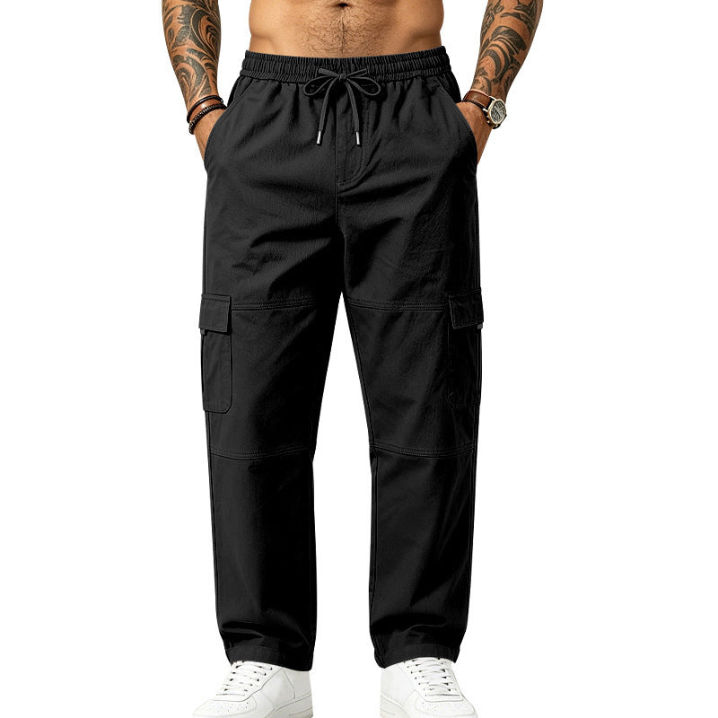 Men's Utility Cargo Pants with Elastic Drawstring, Knee Inserts and Multi-Pockets Mune Fashion