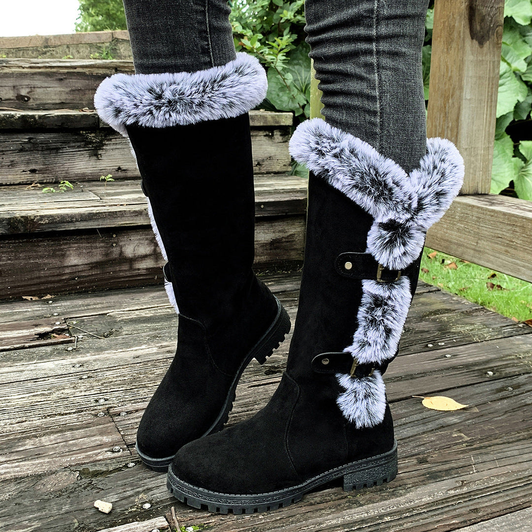 Women's Winter Boots with Cozy Faux Fur Collar and Slip-Resistant Sole Mune