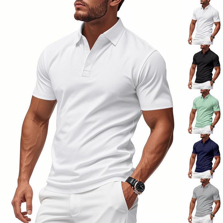 Men's easy-care short-sleeve polo made of cotton blend with piqué structure and three buttons Mune Fashion