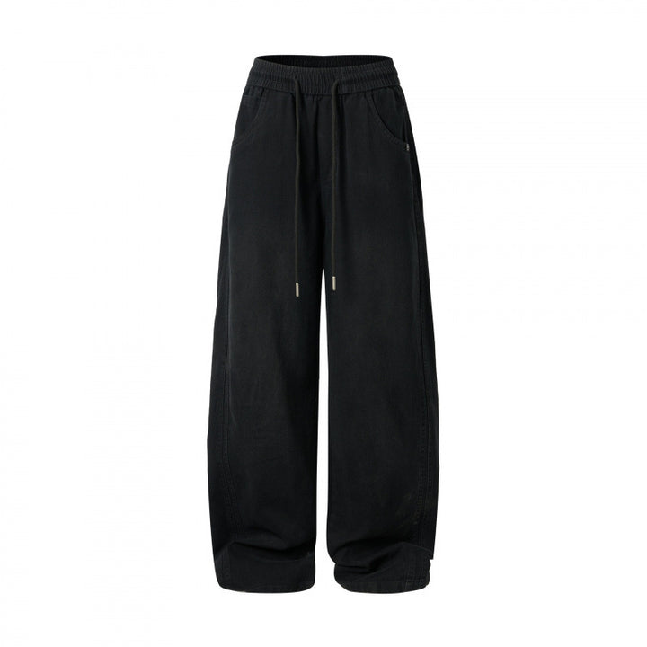 Women's wide High-Waist pants with elastic waistband, drawstring, and patch pockets Mune Fashion