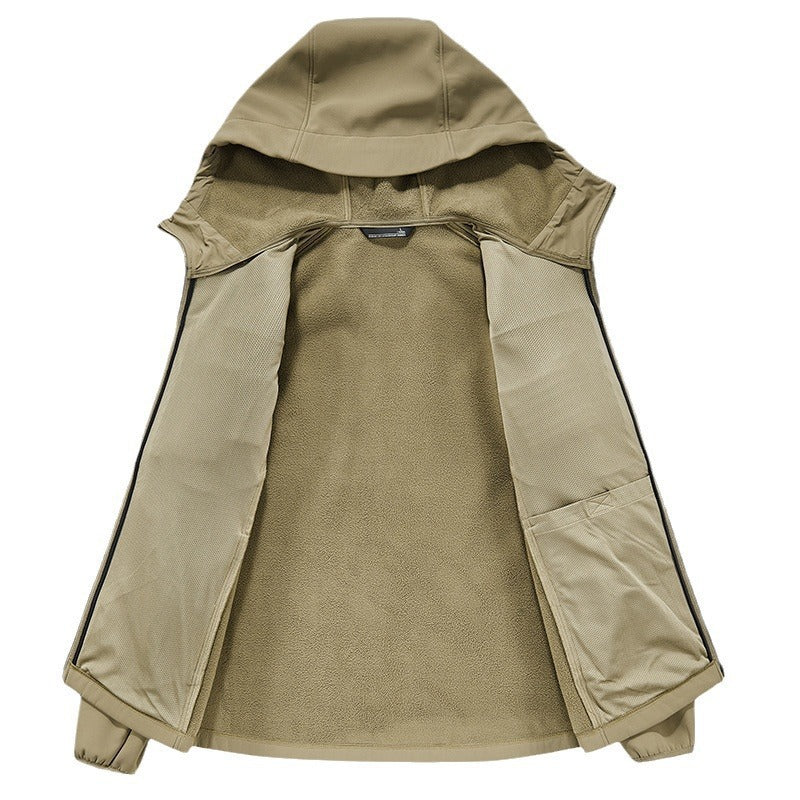 Men's Thermo Softshell Jacket with Sherpa Lining, Hood and Concealed Zipper Pockets Mune Fashion