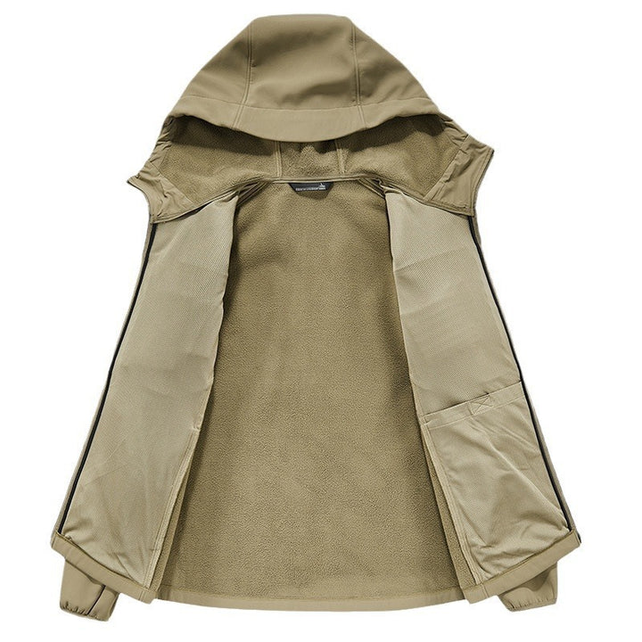 Men's Thermo Softshell Jacket with Sherpa Lining, Hood and Concealed Zipper Pockets Mune Fashion