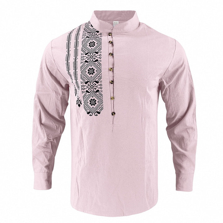 Men's embroidered cotton kurta shirt with stand collar Mune Fashion