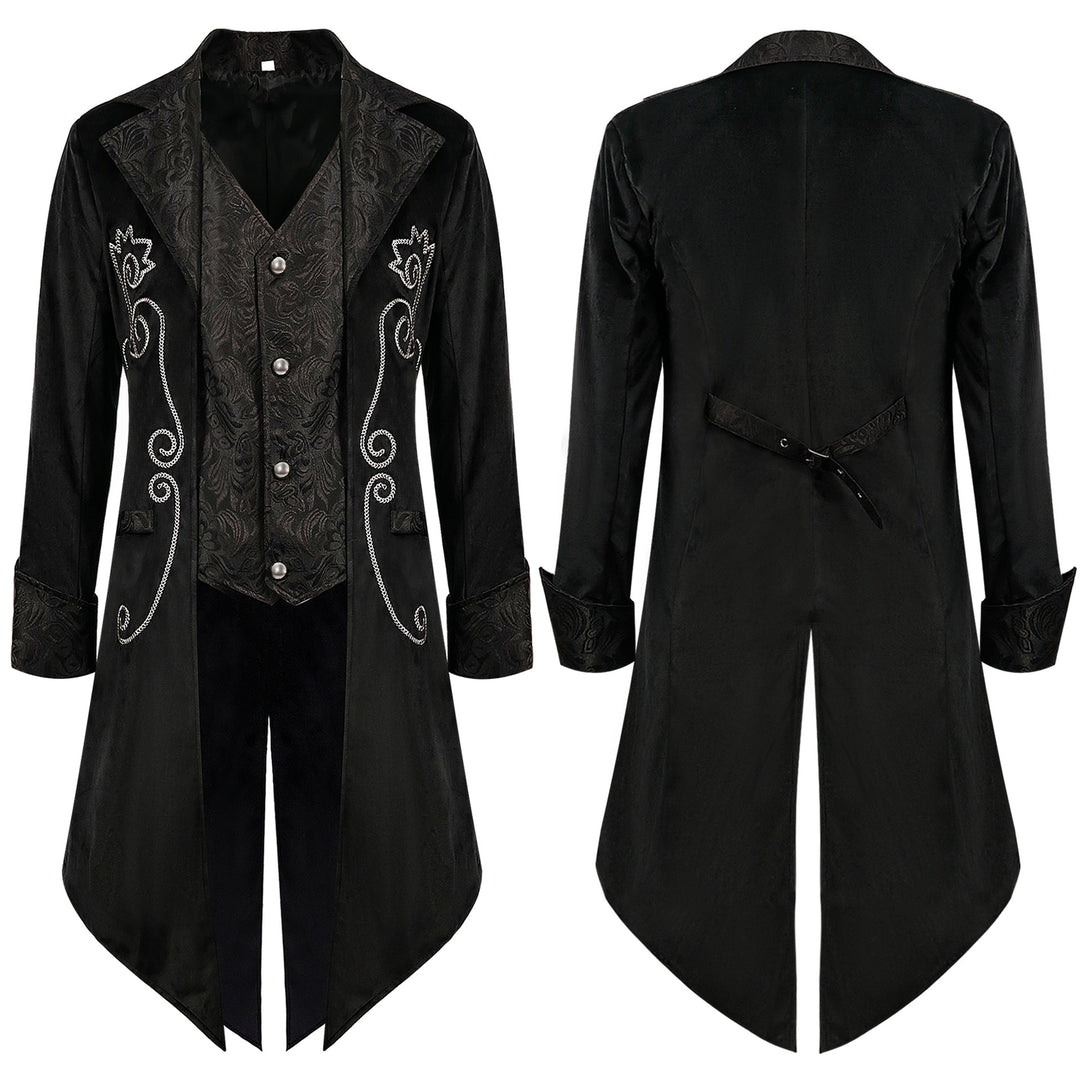 Men's embroidered tailcoat with swallowtail, embroidered lapel and ornamental cuff trim Mune Fashion
