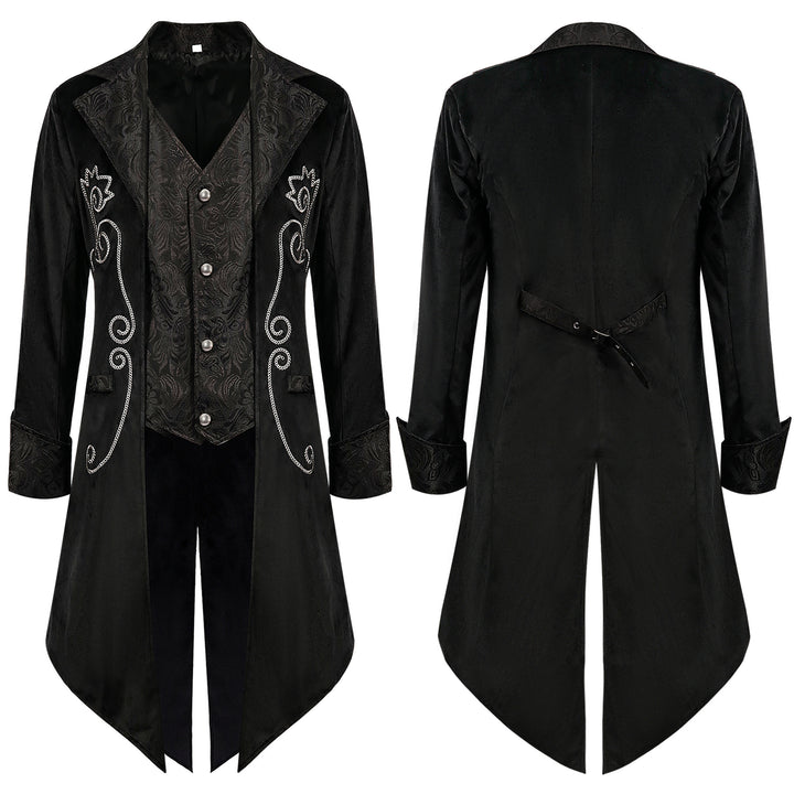 Men's embroidered tailcoat with swallowtail, embroidered lapel and ornamental cuff trim Mune Fashion