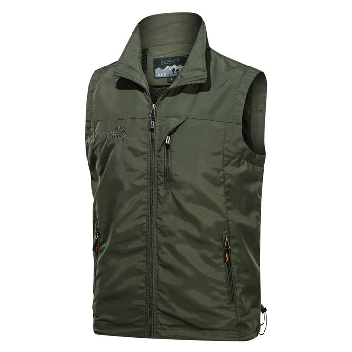 Men's Lightweight Windproof Outdoor Vest with Stand-Up Collar and Multi-Pocket Zipper Pockets Mune Fashion