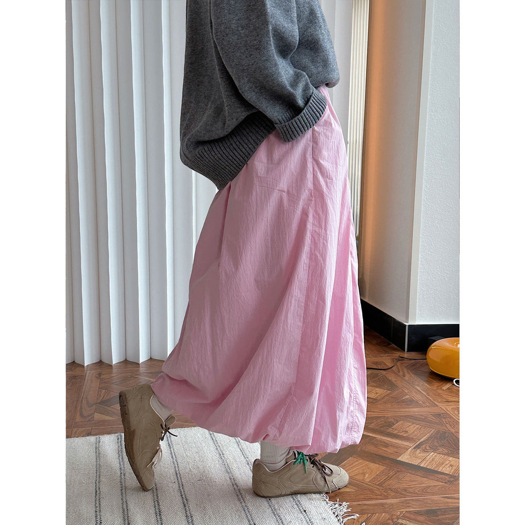 Women's Maxi Skirt with High Waist, Voluminous Silhouette and Bubble Hem Mune Fashion