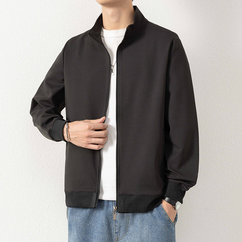 Men's Minimalist Zip Blouson Jacket made of technical stretch material with stand-up collar Mune Fashion