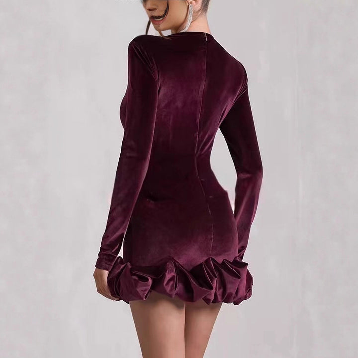 Ladies Elegant Mini Dress with Ruffle Hem Mune Fashion