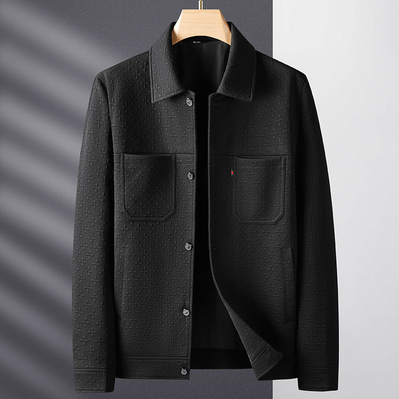 Men's Structured Shirt Jacket with Embossed Surface and Patch Chest Pockets Mune Fashion