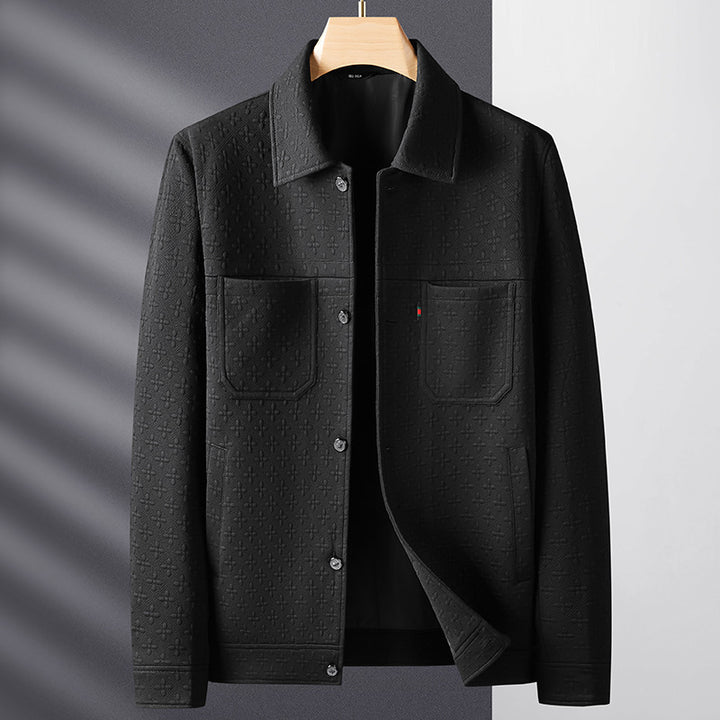 Men's Structured Shirt Jacket with Embossed Surface and Patch Chest Pockets Mune Fashion