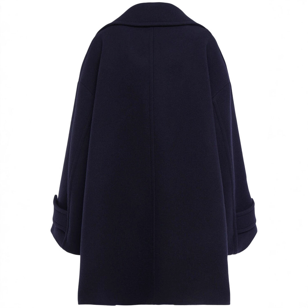Women's Oversized Cape Coat with Double-Breasted Closure and Wide Lapels Mune Fashion