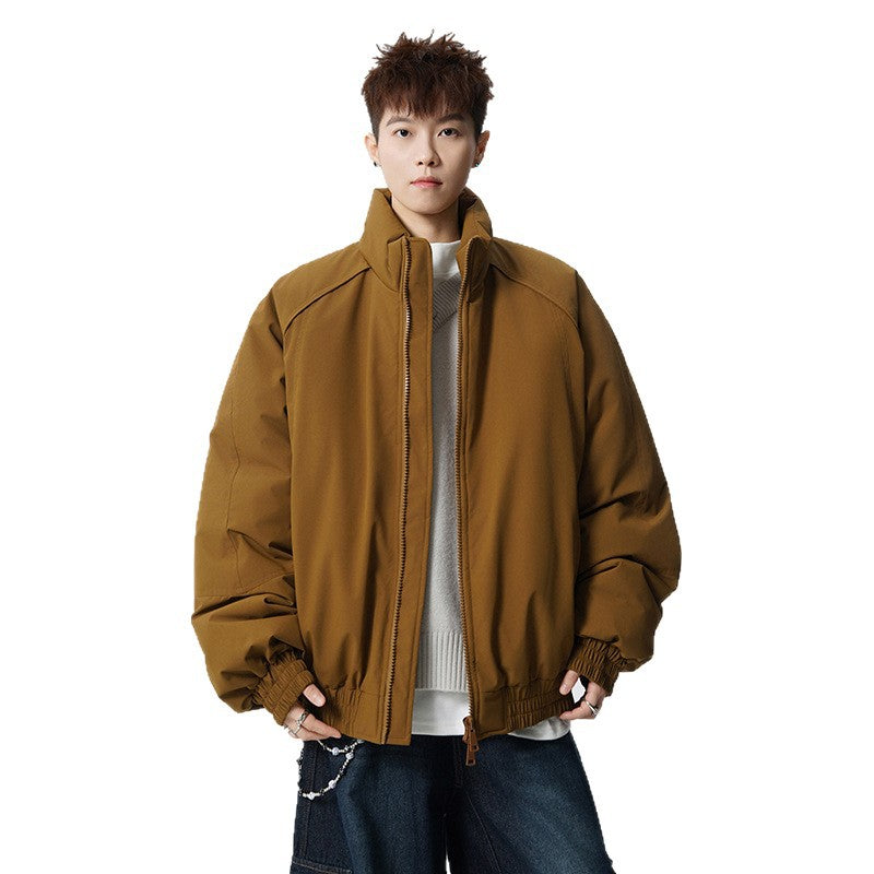Men's Oversized Windbreaker with Stand Collar and Elastic Cuffs Mune Fashion