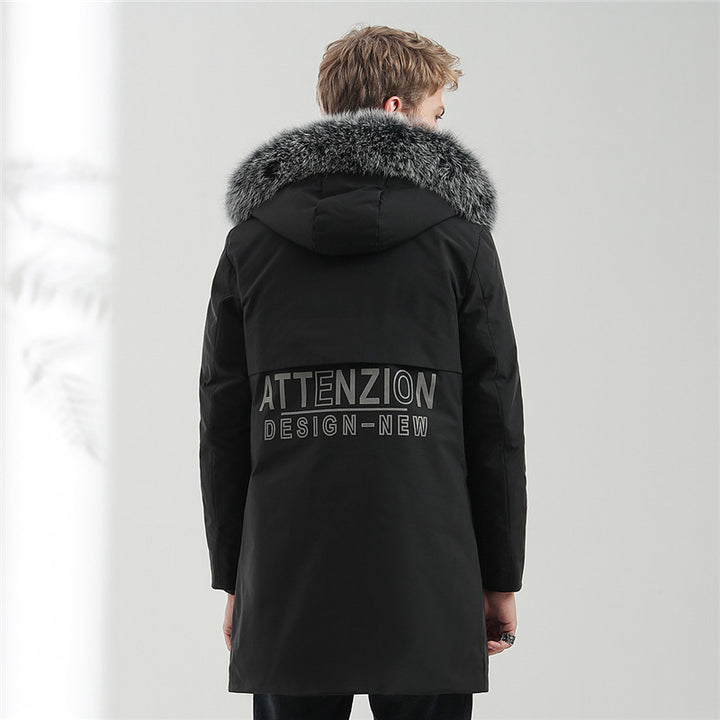 Men's Thermal Parka with Hood and Removable Faux Fur Trim Mune Fashion