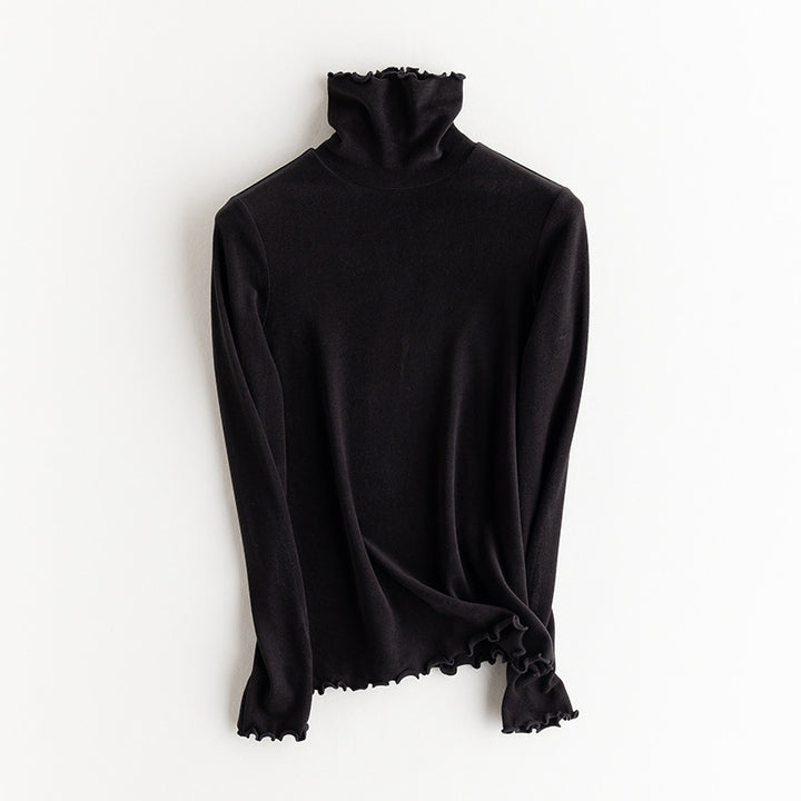 Ladies Fine Long Sleeve Shirt with Stand-up Collar made of Stretch Jersey, Body-hugging Silhouette Mune Fashion